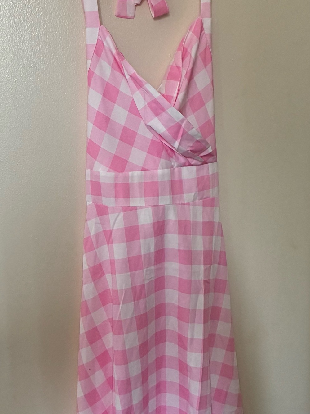 Pink and White Gingham Halter Dress